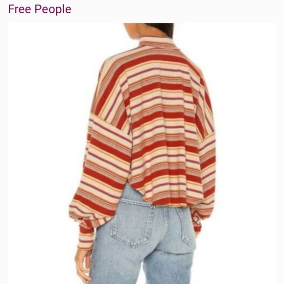 Free People Steph Striped Mock Turtleneck Top XS - Picture 3 of 6